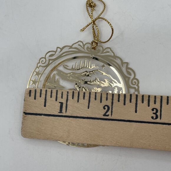 Nations Treasures Alaska 24k Gold Finish Brass Christmas Ornament Scenic Nature - Picture 4 of 11